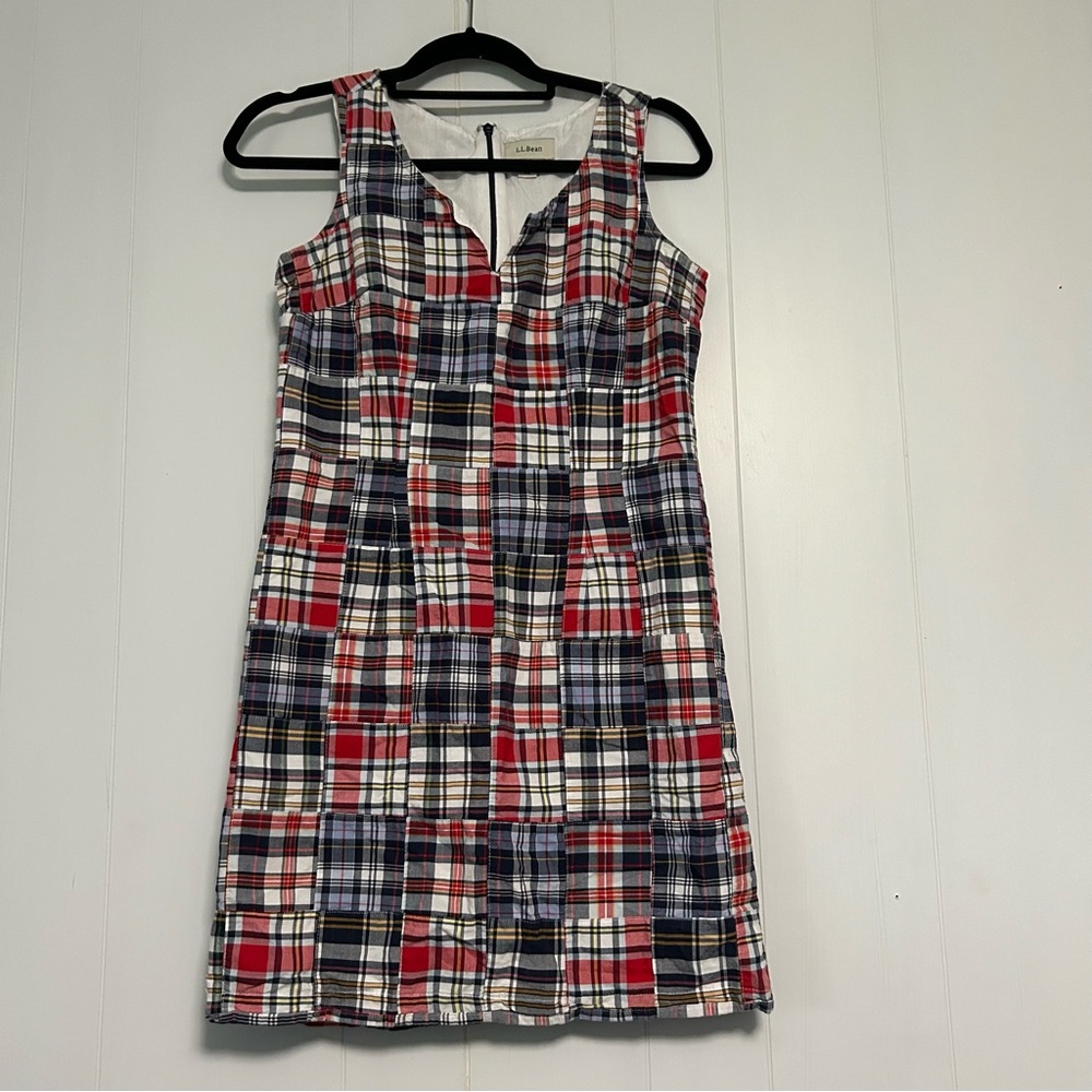 L.L. Bean Red and blue plaid Sleeveless Sundress